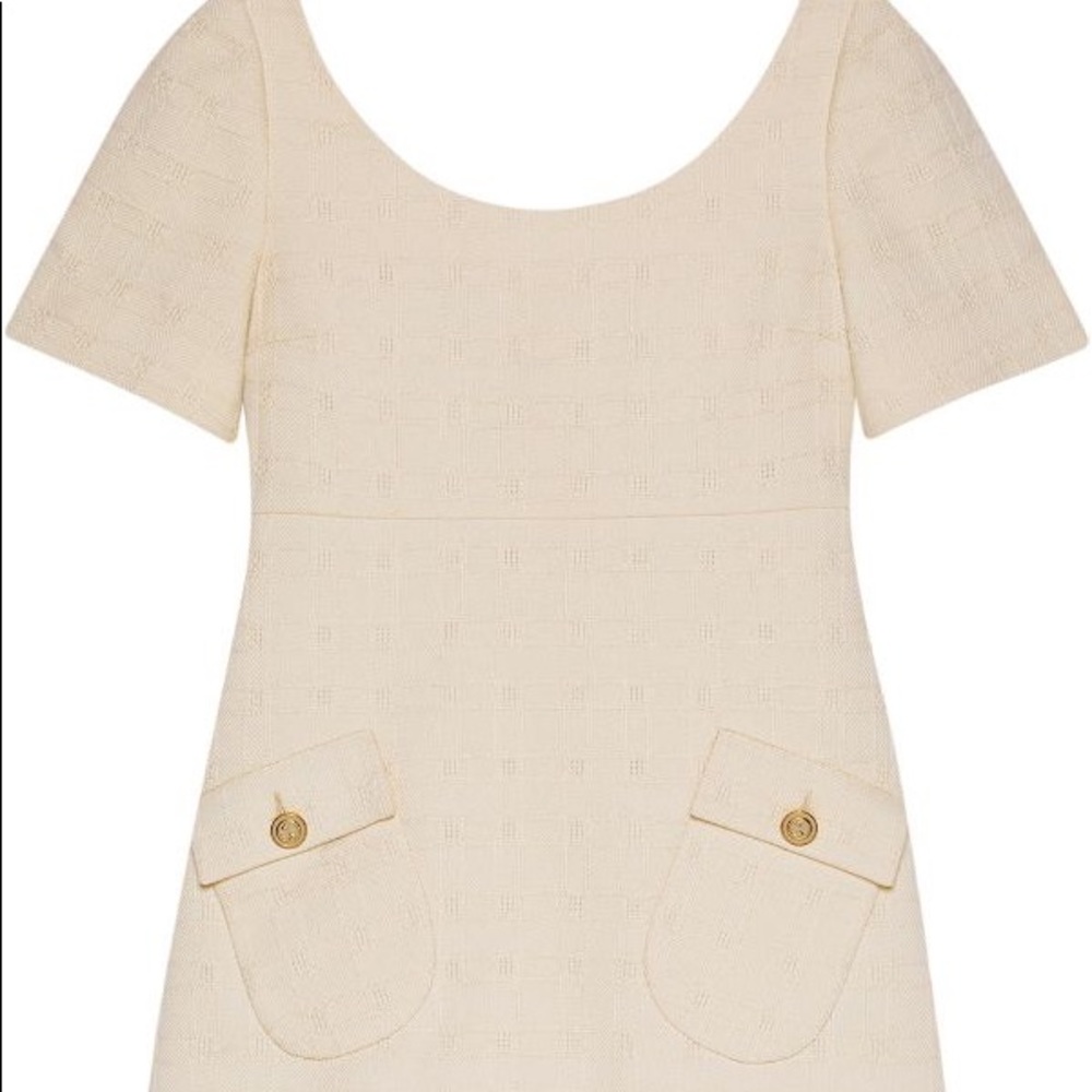NEW Gucci scoop neck white tweed mini dress